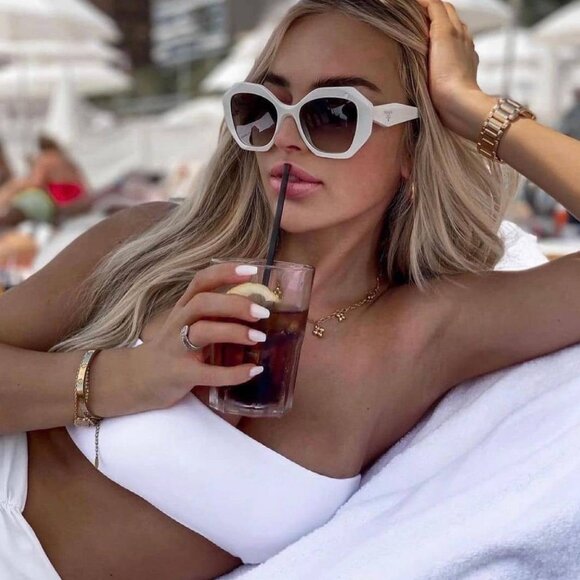 Prada PR16WS 1AB5D1 Sunglasses Black Geometric Frame, Grey Gradient Lenses - Picture 3 of 11